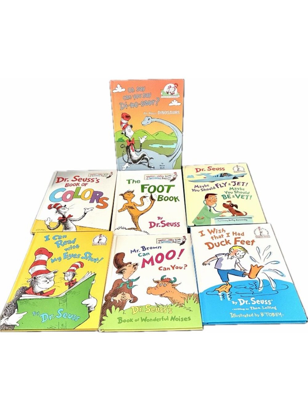 Dr Seuss 7 Book Hardcover Lot NEW Beginner Books Dinosaur Colors Foot Book